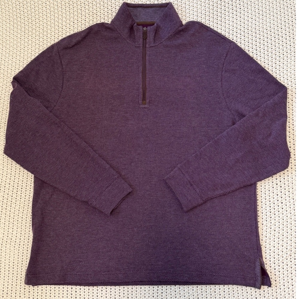 Jos. A. Bank Reserve Mens XL Purple Textured Cotton Quarter Zip Pullover Sweater